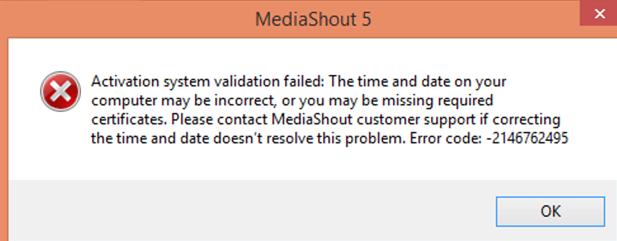 mediashout time and date error