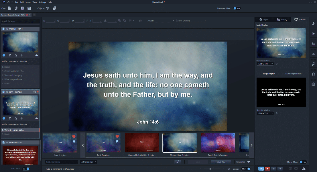 worship projection software for churches Bible verse and song slides