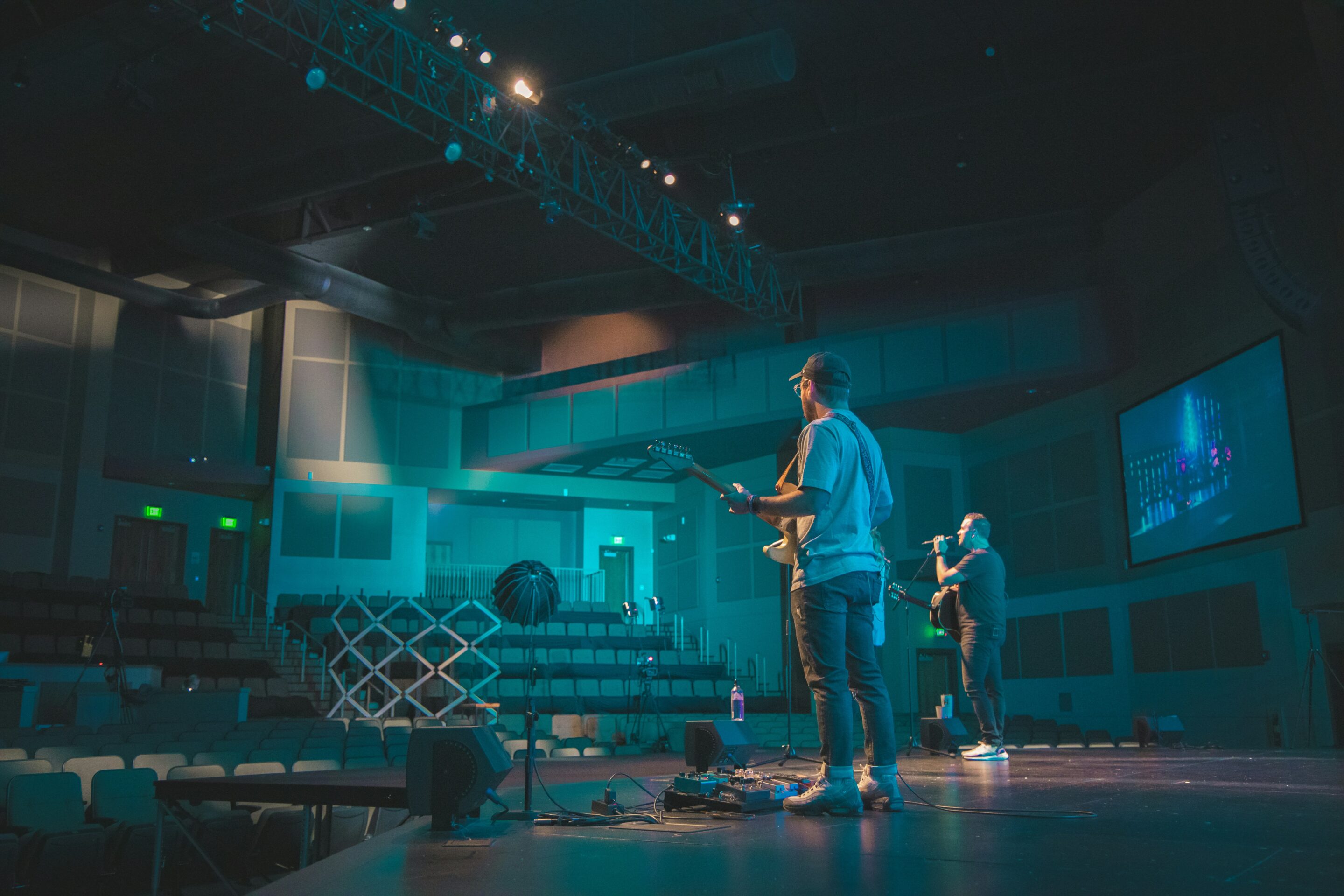 worship team practice to train church media volunteers to run lyrics