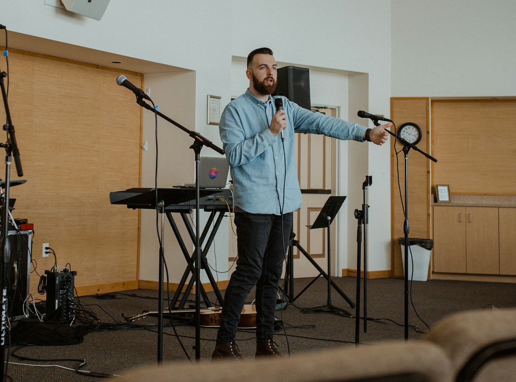pastor speaking at church service