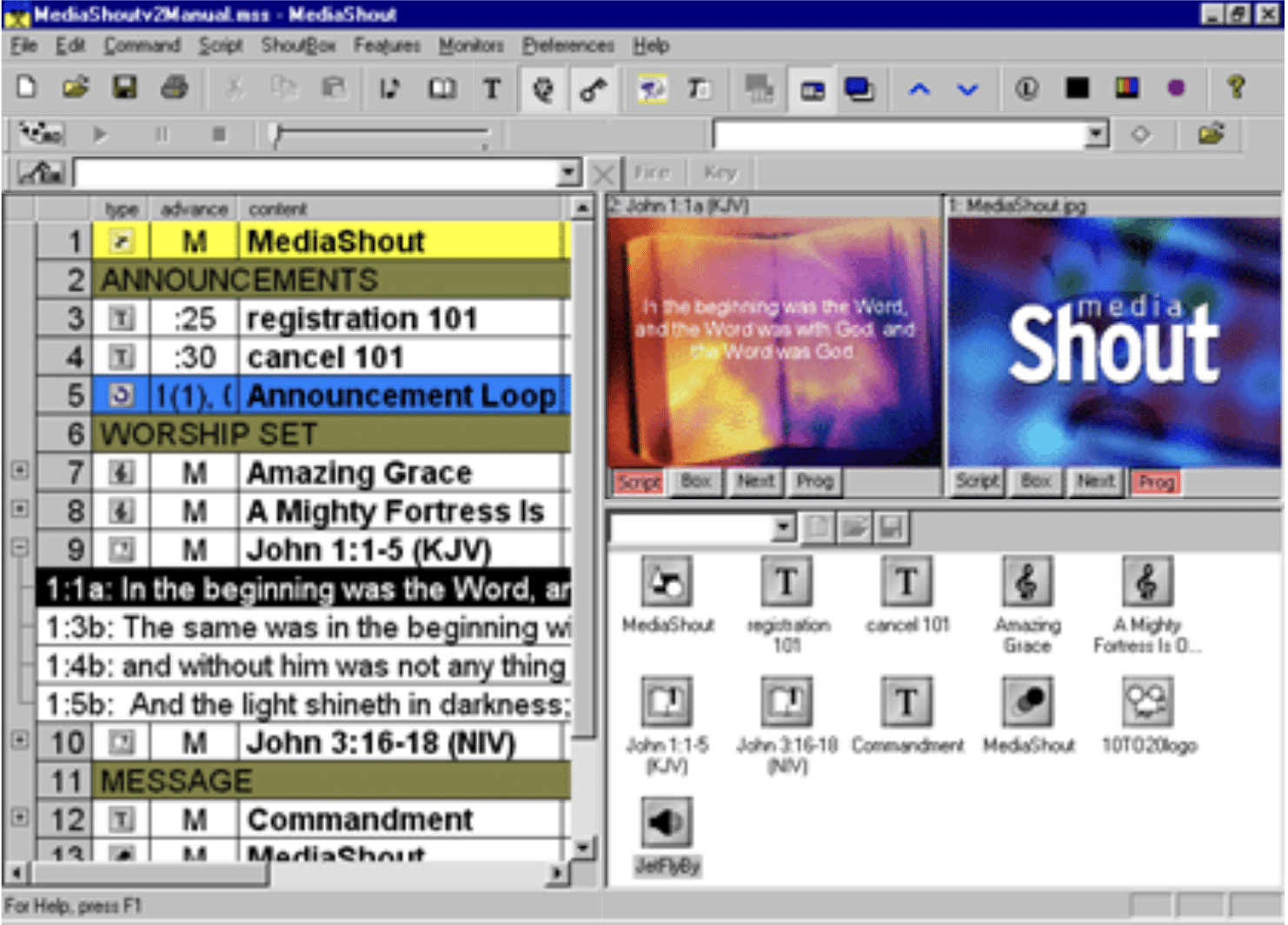 mediashout 2 control screen old legacy pioneer of presentation software for churches