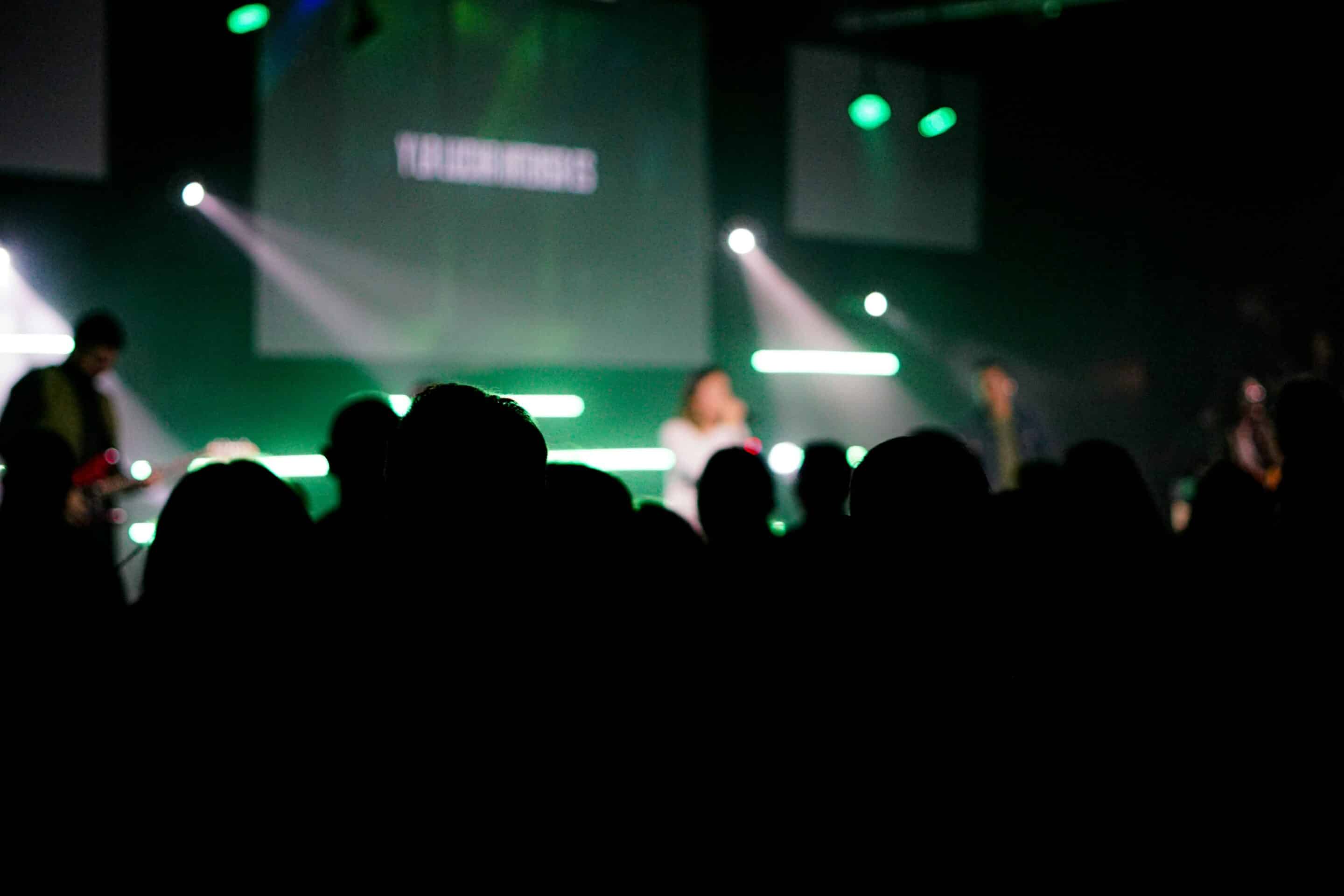 church presentation software being used for display lyrics at church worship gathering